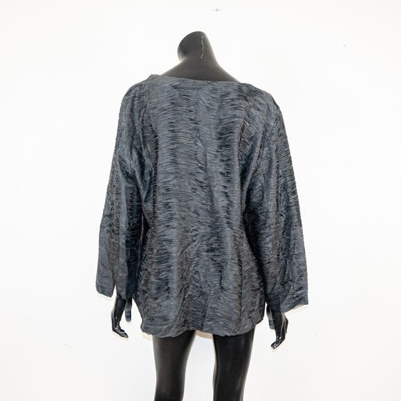 Eileen Fisher Ripple Bindu Textured Silk jacket top dark gray size XL - Picture 5 of 9